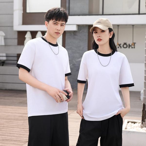LJ758纯棉经典撞边T恤圆领短袖亲子装 - 图片 25